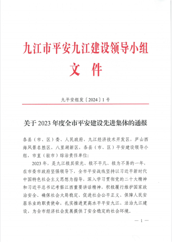 喜报！！市超凡国际官网发展集团有限公司荣获2023年度全市安然建设先进集体！！